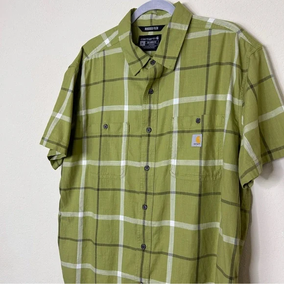 Carhartt Men’s Rugged Flex Short Sleeve Plaid Button Down Size XL - Picture 2 of 7